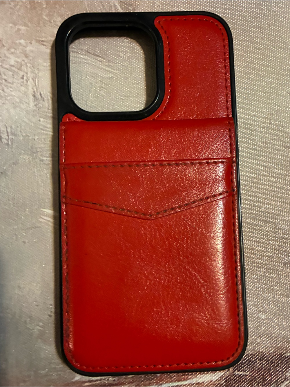 Red Leather Wallet Phone IPhone Case with Card Slot